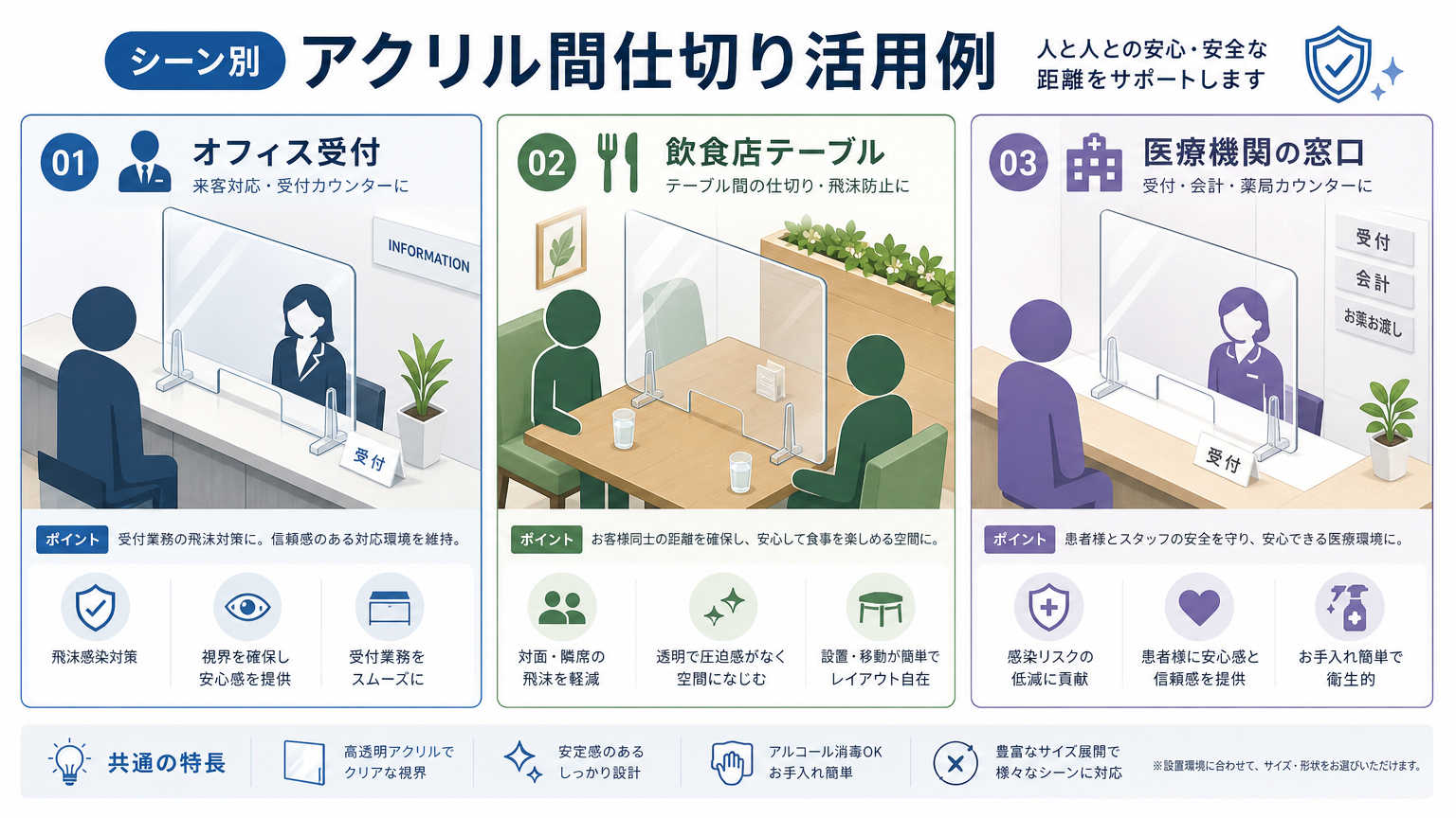 【シーン別】アクリル間仕切りの具体的な活用例